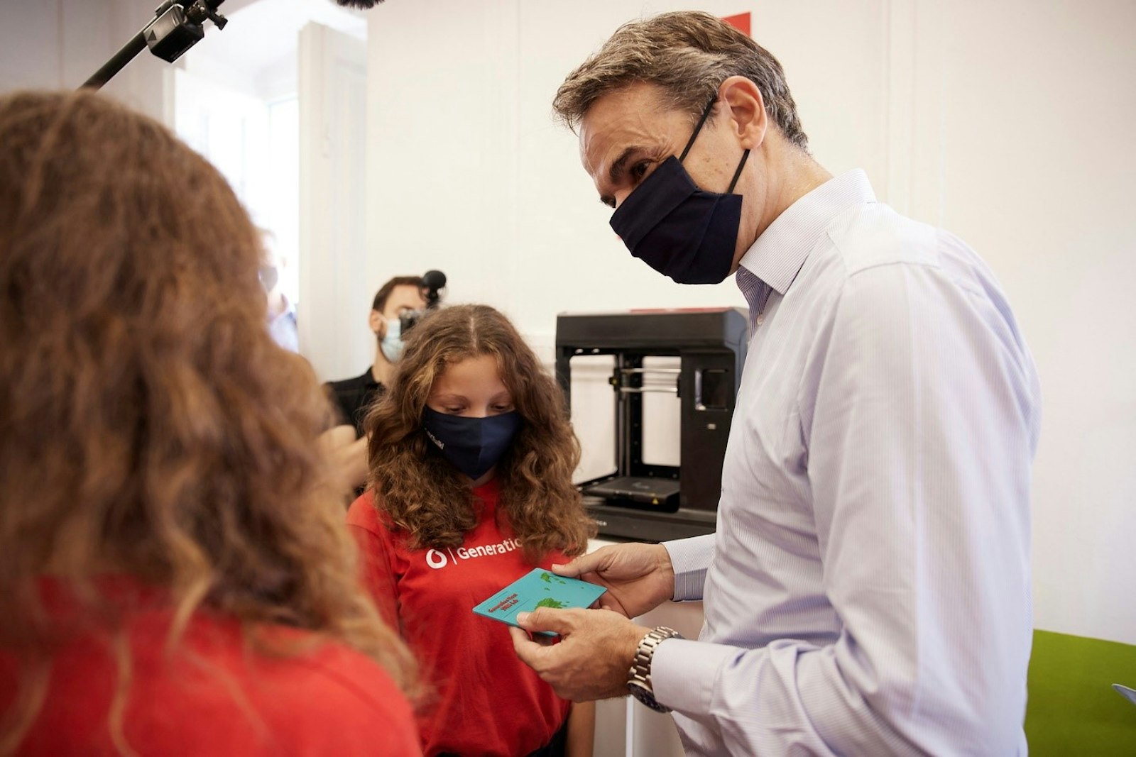 Greece’s Prime Minister Kyriakos Mitsotakis meets students from Vodafone’s Generation Next programme